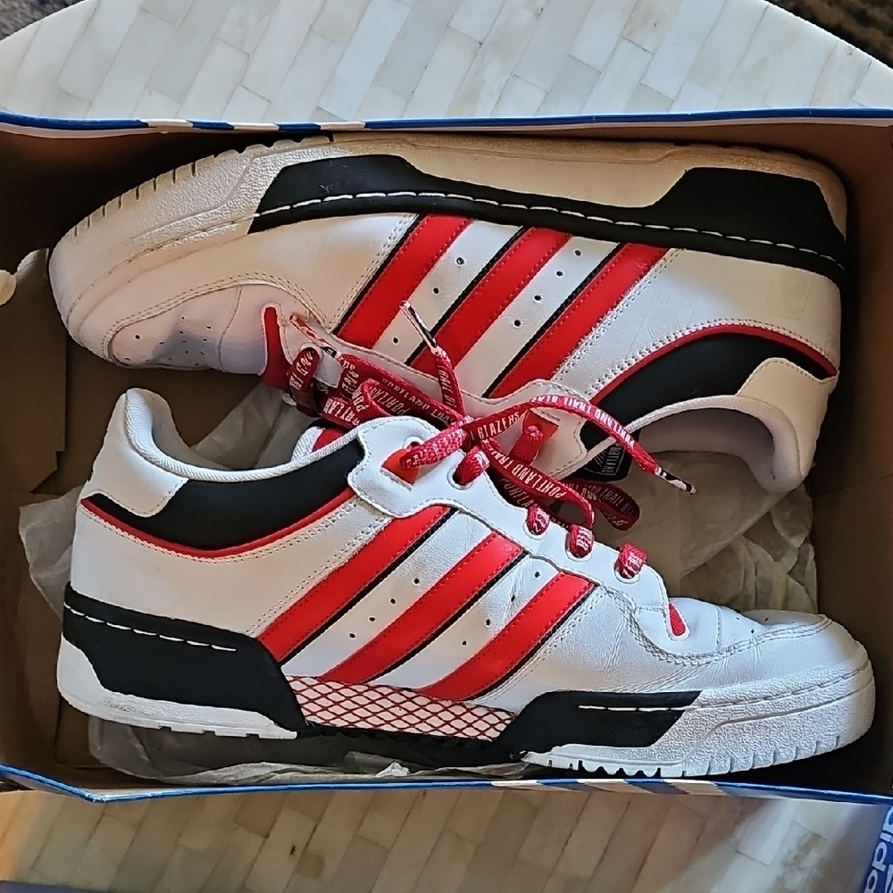 Adidas White and Red Athletic Shoes